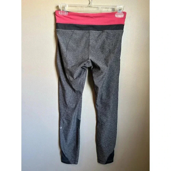 Lululemon Inspire Tight II Deep Coal Grey And Pink Mesh Size 4 Leggings, Pockets - Picture 7 of 9
